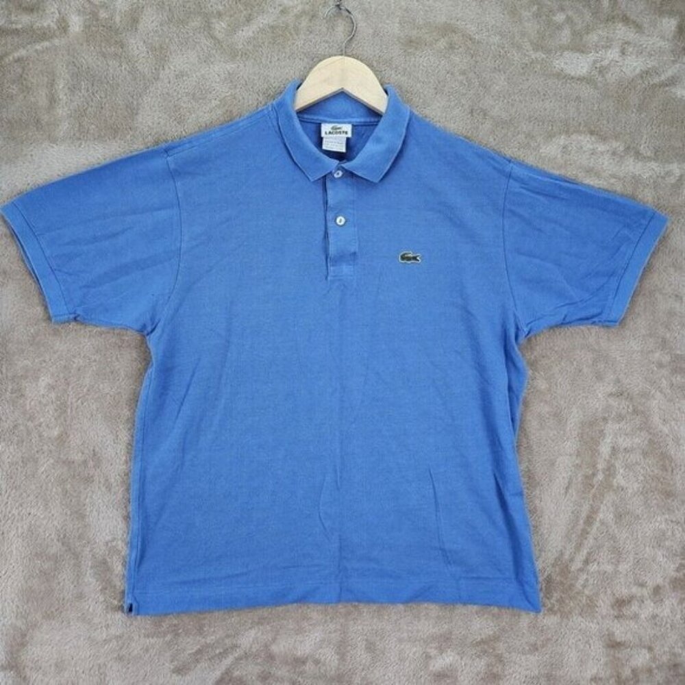 Lacoste Golf Polo Shirt Crocodile Logo Blue 100% Cotton Short Sleeve Mens Size 5